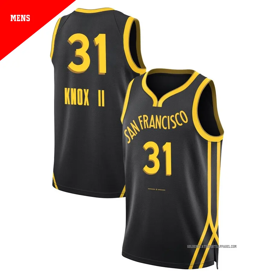 31 Men s Kevin Knox II Golden State Warriors 2023 24 Swingman Black City Edition Jersey